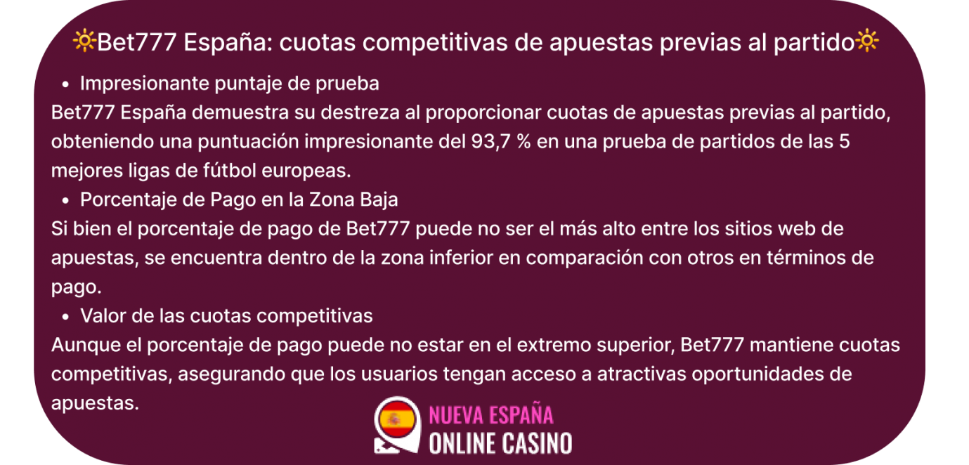 bet777 españa: cuotas competitivas de аpuestas previas al partido