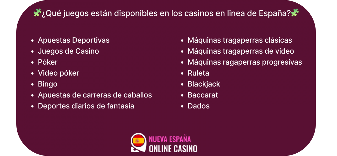 qué juegos están disponibles en los casinos en linea de españa